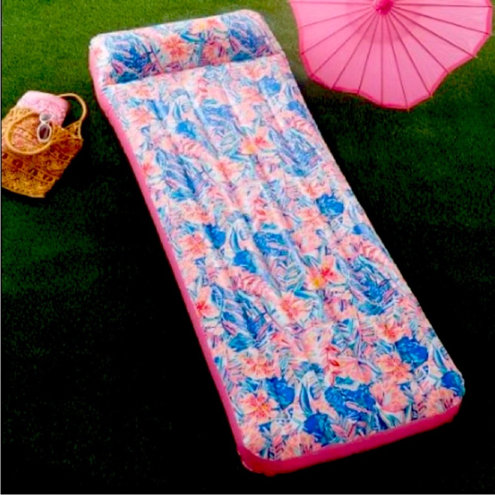 Lilly Pulitzer Floral Inflatable Pool Lounger with Pink Trim